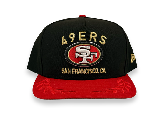 San Francisco 49ers New Era Cap 9FIFTY A-Frame Snapback Hat Black/Red Gold Stitch