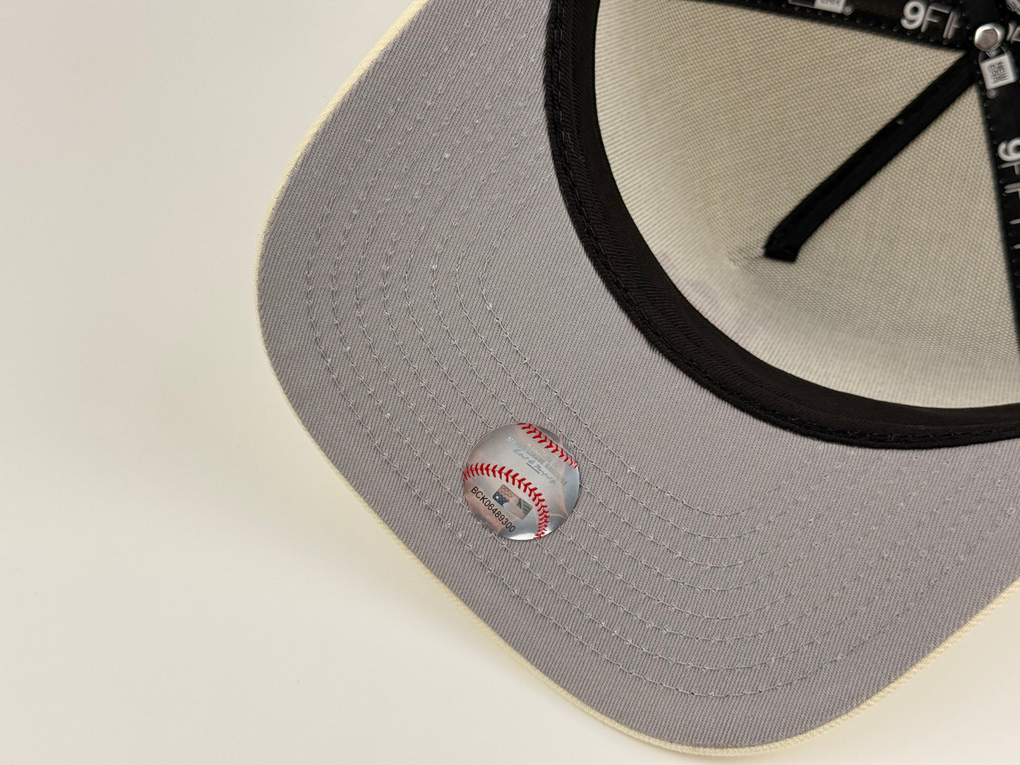 Los Angeles Dodgers New Era Cap 9FIFTY A-Frame Snapback Hat Full Cream with Pink First World Series Side Patch