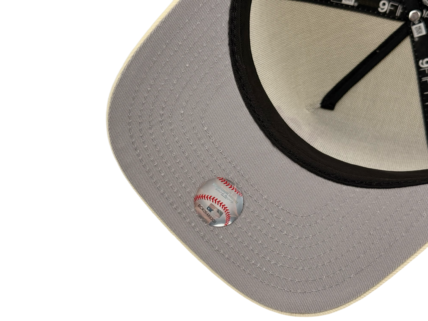 Los Angeles Dodgers New Era Cap 9FIFTY A-Frame Snapback Hat Full Cream with Pink First World Series Side Patch