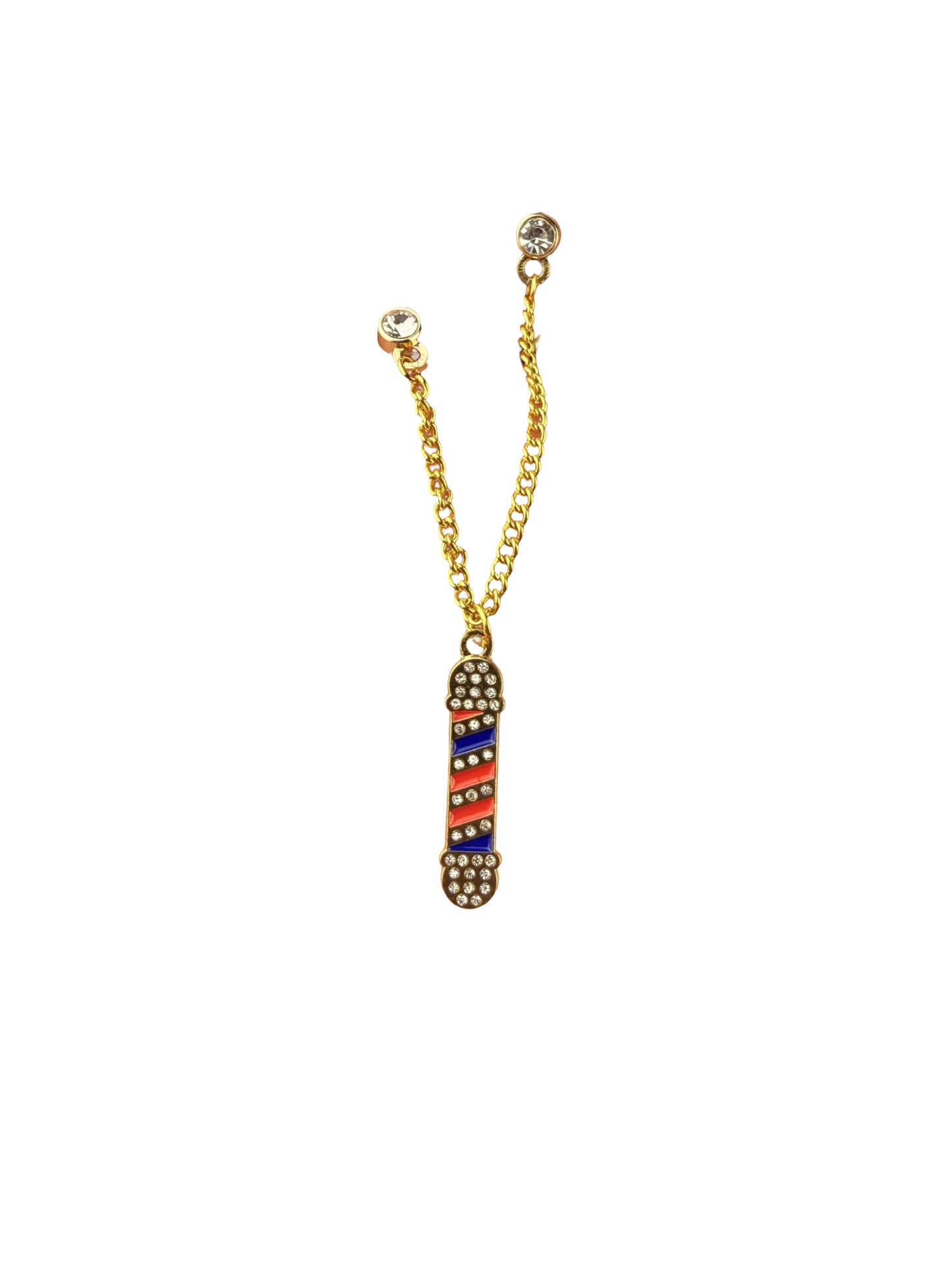 Barber Pole Gold Color Chain Hat Pin