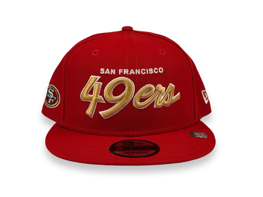 San Francisco 49ers Script New Era Cap 9FIFTY Snapback Hat Red