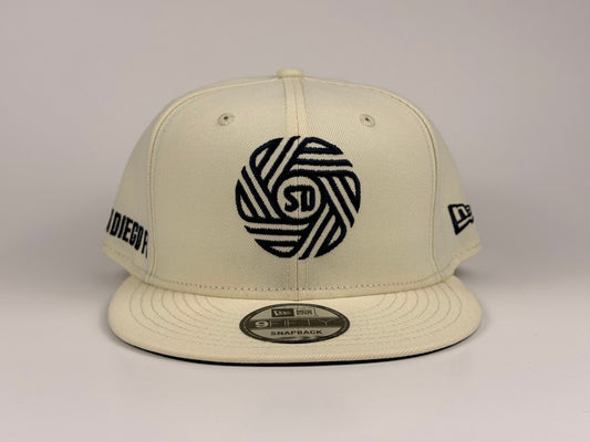 San Diego FC SDFC New Era Cap 9FIFTY Snapback Hat Full Cream Black Stitch