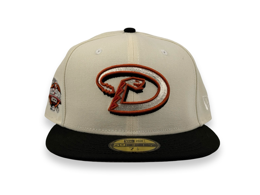 Arizona Diamondbacks New Era Cap 59FIFTY Fitted Hat Cream Crown Black Visor 2001 World Series Side Patch