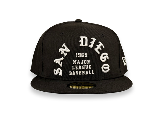San Diego Padres Old English Script MLB New Era Cap 59FIFTY Fitted Hat