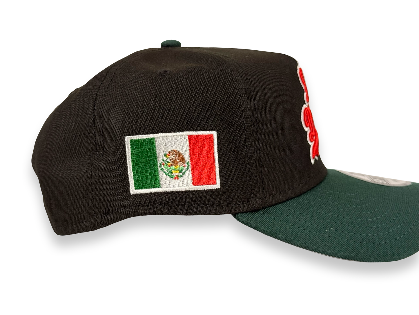 Los Angeles Dodgers New Era Cap 9FORTY A-Frame Snapback Hat “Los Dodgers” Black/Green Mexico Flag Side Patch
