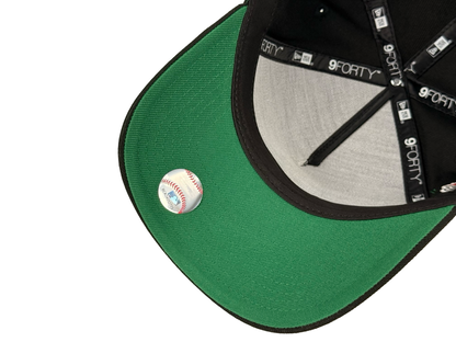Los Angeles Dodgers New Era Cap 9FORTY A-Frame Upside Down LA Black/Gold Stitch 100th Anniversary Side Patch