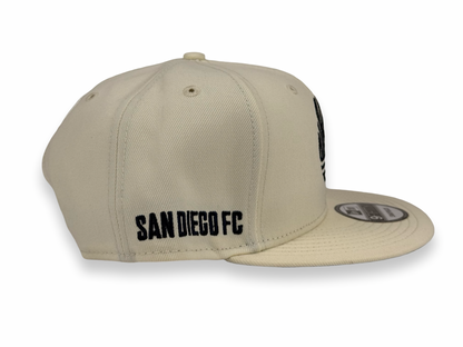 San Diego FC SDFC New Era Cap 9FIFTY Snapback Hat Full Cream Black Stitch
