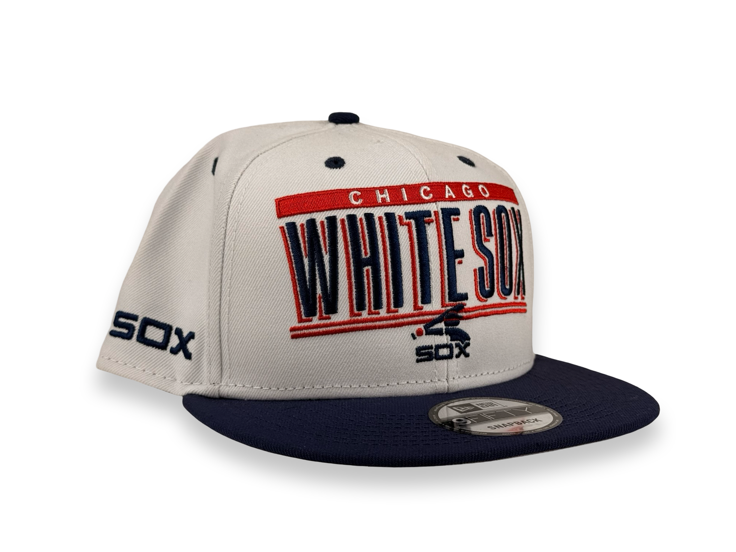 Chicago White Sox MLB New Era Cap 9FIFTY Snapback Hat White Crown Navy Blue Visor