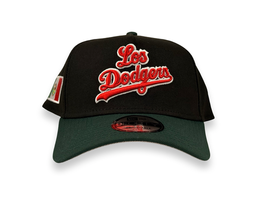 Los Angeles Dodgers New Era Cap 9FORTY A-Frame Snapback Hat “Los Dodgers” Black/Green Mexico Flag Side Patch