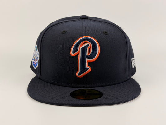 San Diego Padres "P" (Glow in the Dark) New Era Cap 59FIFTY Fitted Hat Navy Blue 1998 World Series Side Patch