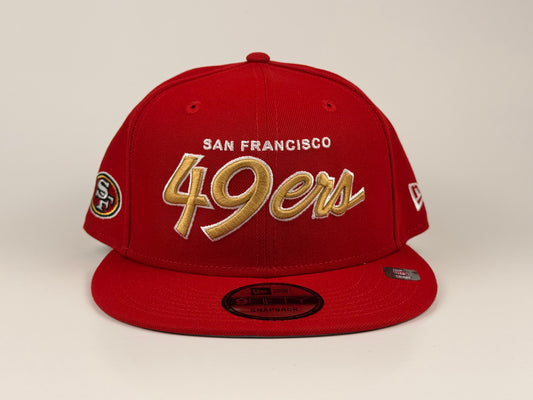 San Francisco 49ers Script New Era Cap 9FIFTY Snapback Hat Red