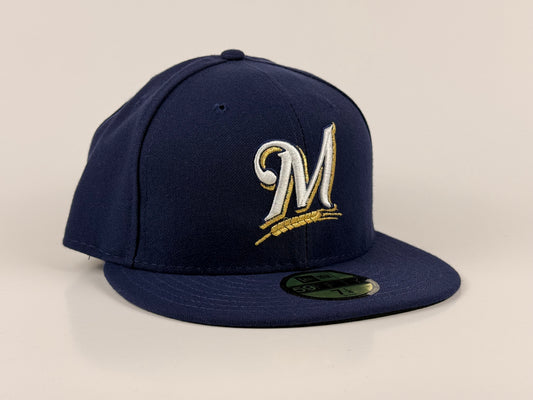 Milwaukee Brewers New Era Cap 59FIFTY Fitted Hat Navy Blue