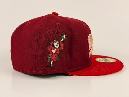 San Diego Padres New Era Cap 59FIFTY Fitted Hat Cardinal Red Peach Underbrim Swinging Friar Side Patch