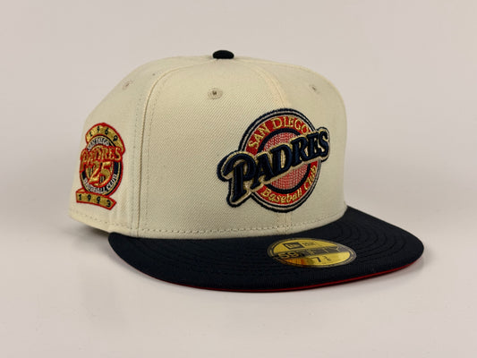 San Diego Padres Baseball Club New Era Cap 59FIFTY Fitted Hat 25th Anniversary Side Patch