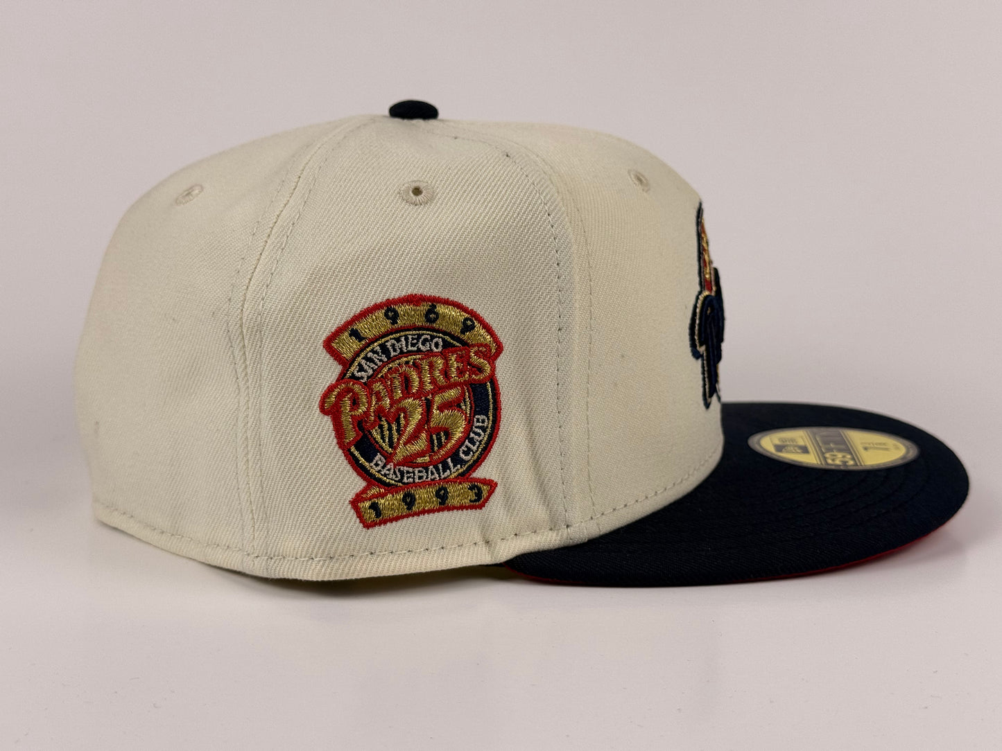 San Diego Padres Baseball Club New Era Cap 59FIFTY Fitted Hat 25th Anniversary Side Patch