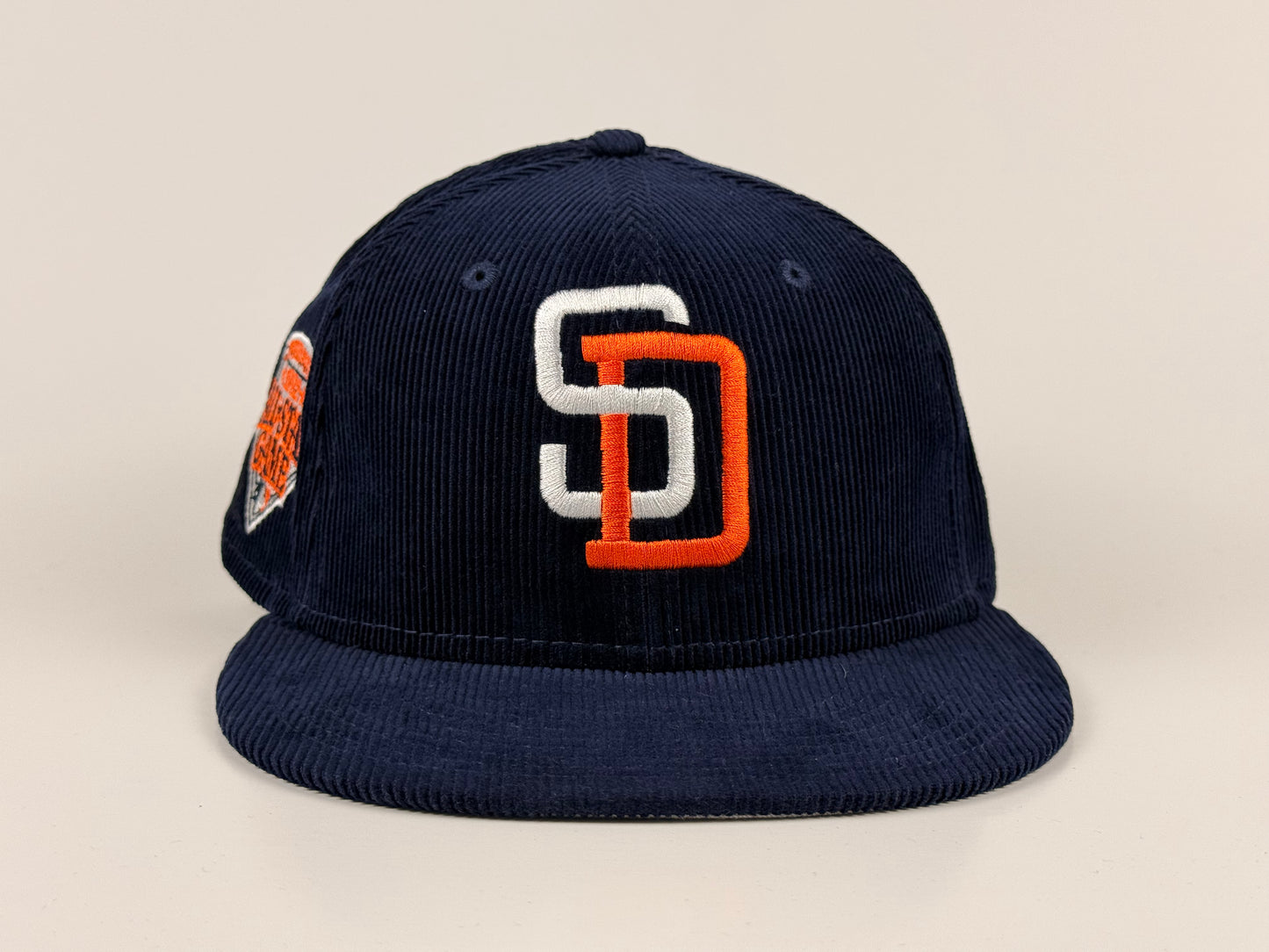San Diego Padres New Era Cap 59FIFTY Fitted Hat Navy Blue Full Corduroy 1992 All Star Game Side Patch