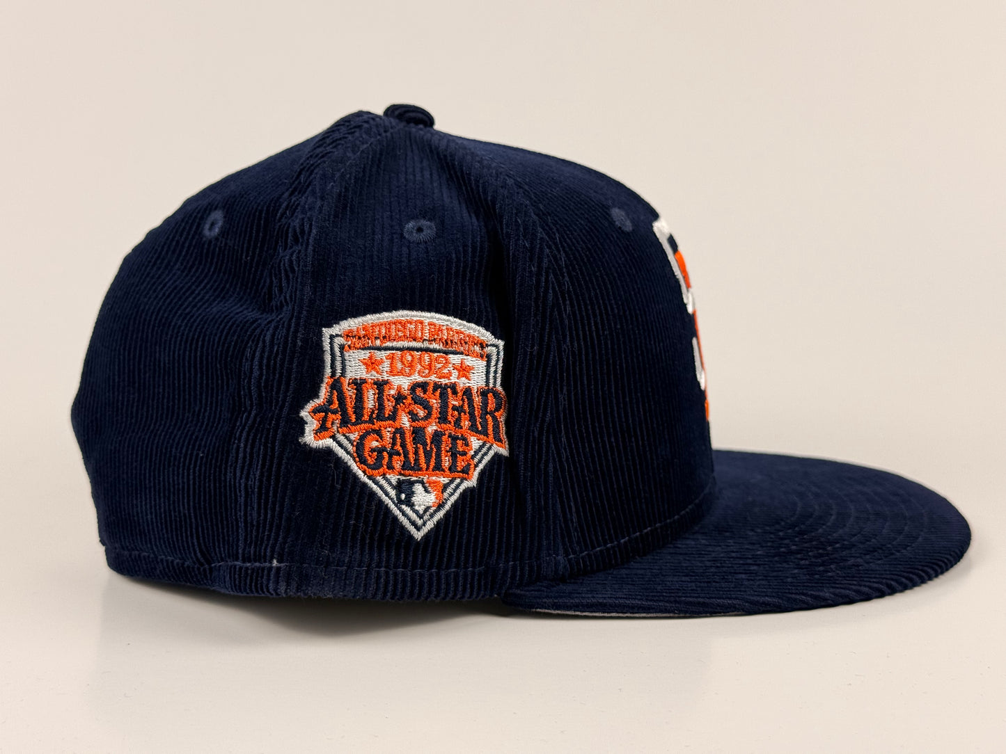 San Diego Padres New Era Cap 59FIFTY Fitted Hat Navy Blue Full Corduroy 1992 All Star Game Side Patch