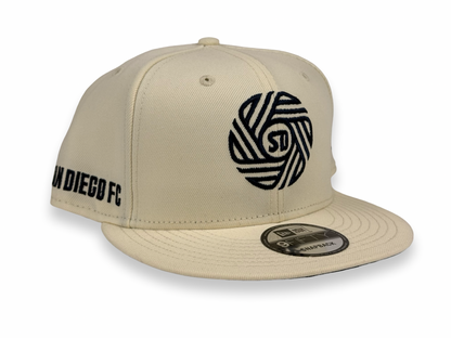 San Diego FC SDFC New Era Cap 9FIFTY Snapback Hat Full Cream Black Stitch