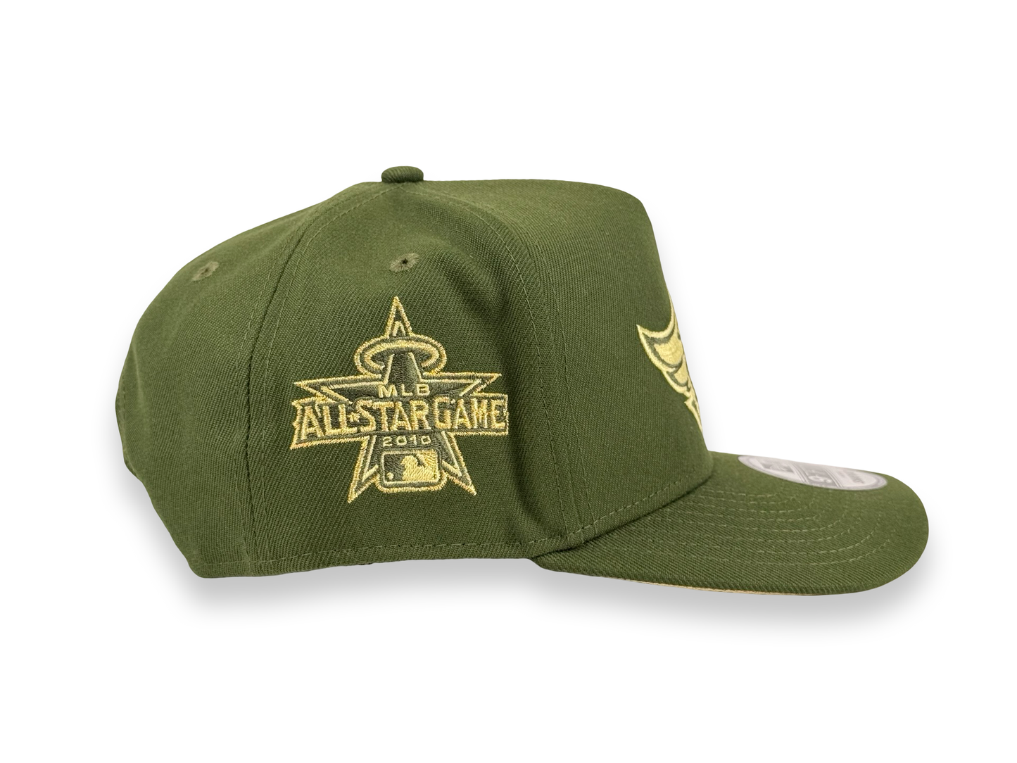Anaheim Angels MLB New Era Cap 9FIFTY A-Frame Snapback Hat Olive Green 2010 All Star Game Side Patch
