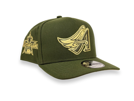 Anaheim Angels MLB New Era Cap 9FIFTY A-Frame Snapback Hat Olive Green 2010 All Star Game Side Patch