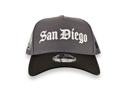 San Diego Padres Old English Script MLB New Era Cap 9FORTY A-Frame Snapback Hat