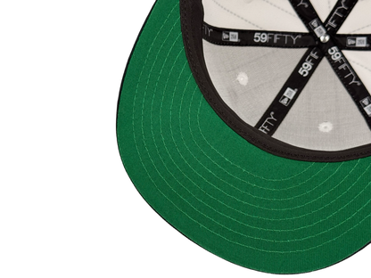 San Diego Padres Swinging Friar Pinstripes New Era Cap 59FIFTY Fitted Hat White Crown Navy Blue Visor 25th Anniversary Side Patch