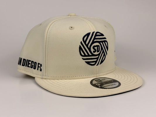 San Diego FC SDFC New Era Cap 9FIFTY Snapback Hat Full Cream Black Stitch