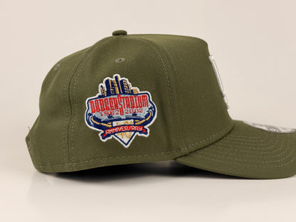 Los Angeles Dodgers New Era Cap 9FORTY A-Frame Snapback Hat Army Green Dodger Stadium Side Patch