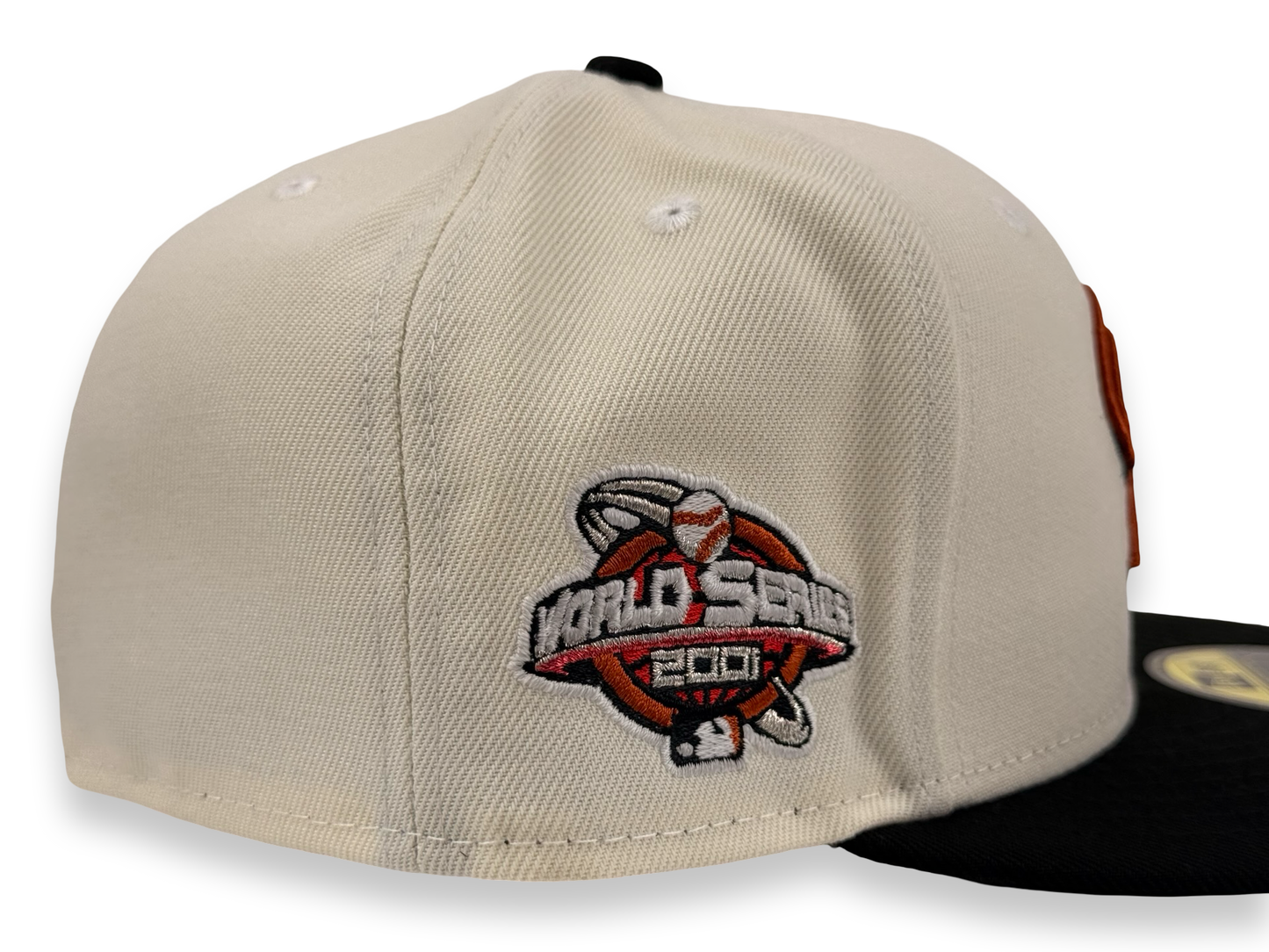 Arizona Diamondbacks New Era Cap 59FIFTY Fitted Hat Cream Crown Black Visor 2001 World Series Side Patch