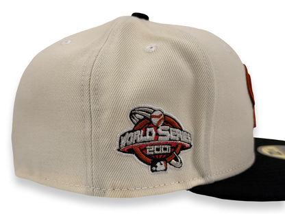 Arizona Diamondbacks New Era Cap 59FIFTY Fitted Hat Cream Crown Black Visor 2001 World Series Side Patch