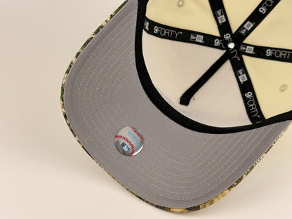 San Diego Padres MLB New Era Cap 9FORTY A-Frame Snapback Hat Cream Crown Real Tree Camo Visor