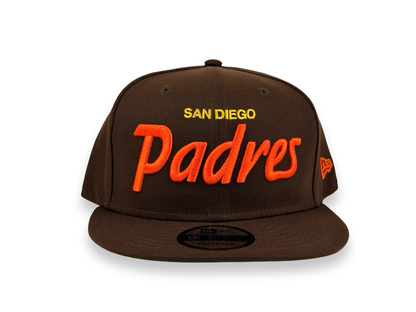 San Diego Padres Script MLB New Era Cap 9FIFTY Snapback Hat Brown
