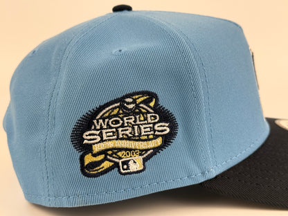 Florida Marlins New Era Cap 9FORTY A-Frame Snapback Hat Sky Blue Navy Visor 2003 World Series Side Patch