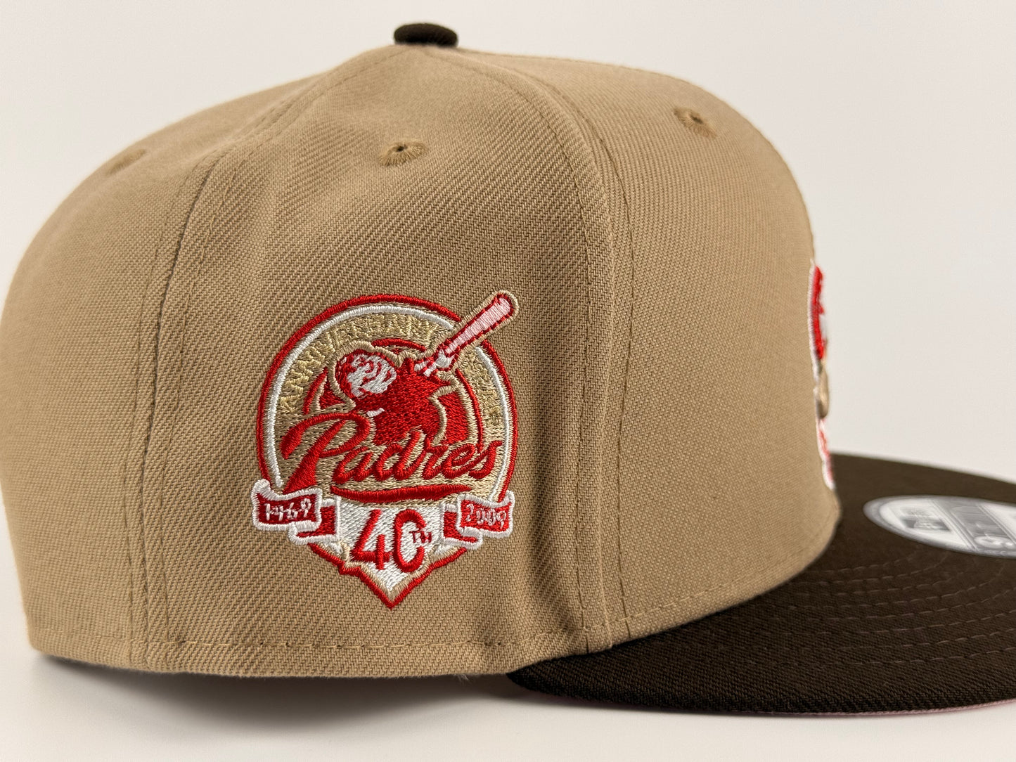 San Diego Padres Swinging Friar New Era Cap 9FIFTY Snapback Hat Brown Pink Underbrim 40th Anniversary Side Patch