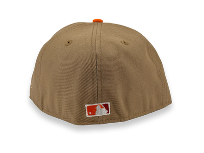 San Diego Padres New Era Cap 59FIFTY Fitted Hat Light Brown Crown Orange Visor Red Underbrim 25th Anniversary Side Patch