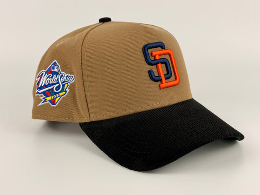 San Diego Padres New Era Cap 9FORTY A-Frame Snapback Hat Corduroy Visor 1998 World Series Side Patch