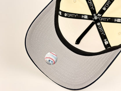 Miami Marlins MLB New Era Cap 9FORTY A-Frame Snapback Hat Cream Crown Navy Blue Visor