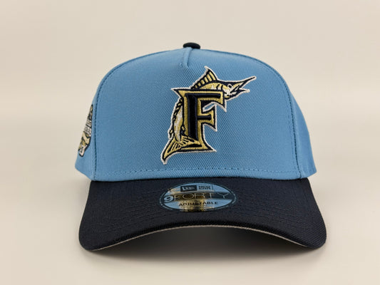 Florida Marlins New Era Cap 9FORTY A-Frame Snapback Hat Sky Blue Navy Visor 2003 World Series Side Patch