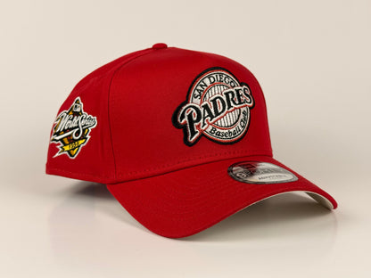 San Diego Padres Baseball Club New Era Cap 9FORTY A-Frame Snapback Hat Red 1998 World Series Side Patch