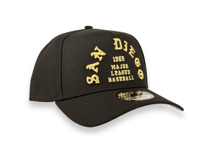 San Diego Padres Old English Script MLB New Era Cap 9FORTY A-Frame Snapback Hat