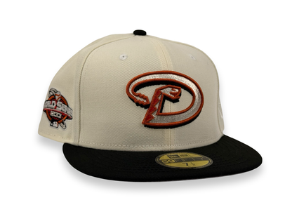Arizona Diamondbacks New Era Cap 59FIFTY Fitted Hat Cream Crown Black Visor 2001 World Series Side Patch