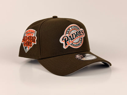 San Diego Padres Baseball Club New Era Cap 9FORTY A-Frame Snapback Hat Brown All Star Game 1992 Side Patch