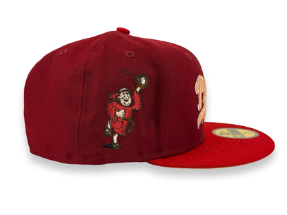 San Diego Padres New Era Cap 59FIFTY Fitted Hat Cardinal Red Peach Underbrim Swinging Friar Side Patch