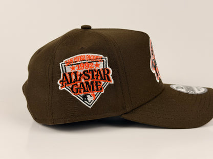 San Diego Padres Baseball Club New Era Cap 9FORTY A-Frame Snapback Hat Brown All Star Game 1992 Side Patch