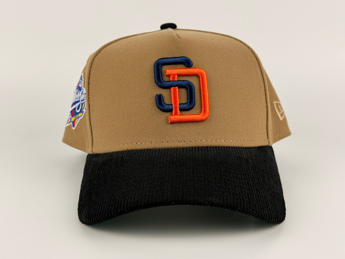 San Diego Padres New Era Cap 9FORTY A-Frame Snapback Hat Corduroy Visor 1998 World Series Side Patch