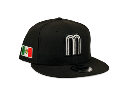 Mexico WBC New Era Cap 9FIFTY Snapback Hat Black Mexico Flag Side Patch