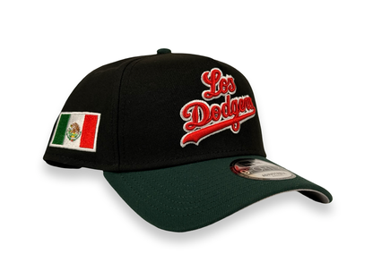 Los Angeles Dodgers New Era Cap 9FORTY A-Frame Snapback Hat “Los Dodgers” Black/Green Mexico Flag Side Patch