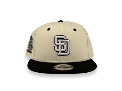 San Diego Padres MLB New Era Cap 9FIFTY Snapback Hat Cream Crown Black Visor 25th Anniversary Side Patch