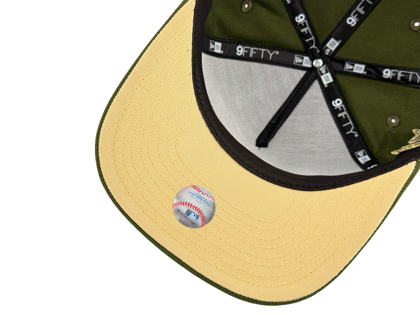 Anaheim Angels MLB New Era Cap 9FIFTY A-Frame Snapback Hat Olive Green 2010 All Star Game Side Patch