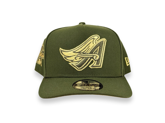Anaheim Angels MLB New Era Cap 9FIFTY A-Frame Snapback Hat Olive Green 2010 All Star Game Side Patch